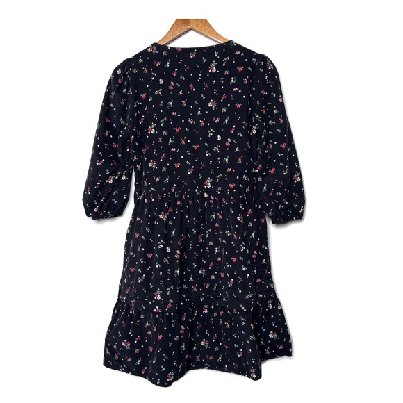 Time and Tru Womens Black Floral Corduroy Tiered Puff Sleeves Mini Dress Size S - Picture 14 of 16